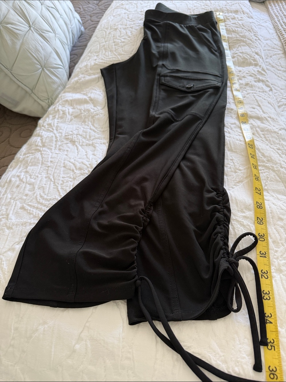 White House Black Market Black Cargo-Style Drawstring Track Pants - Picture 12 of 14